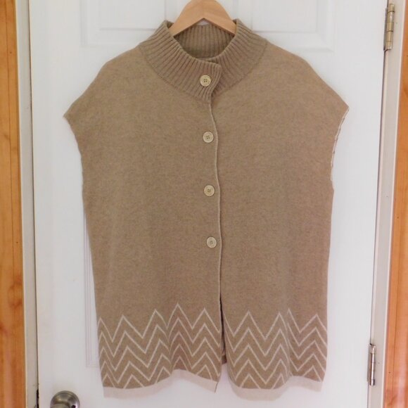 Note Di Anita Wool Cashmere Sweater Poncho Made in Italy Brown One Size - Picture 1 of 6